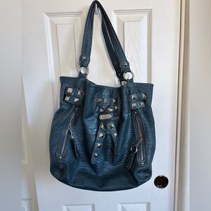 Kathy Van Zeeland Teal Studded Tote Bag